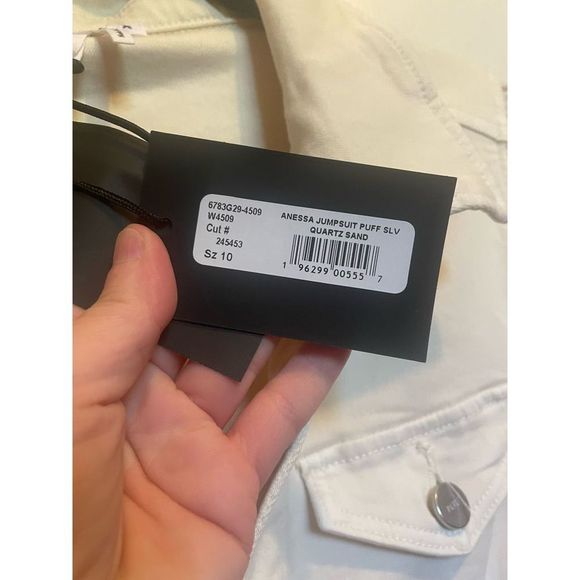 PAIGE Anessa Puff Sleeve Jumpsuit in Quartz Sand NWT size 10 - Picture 10 of 16